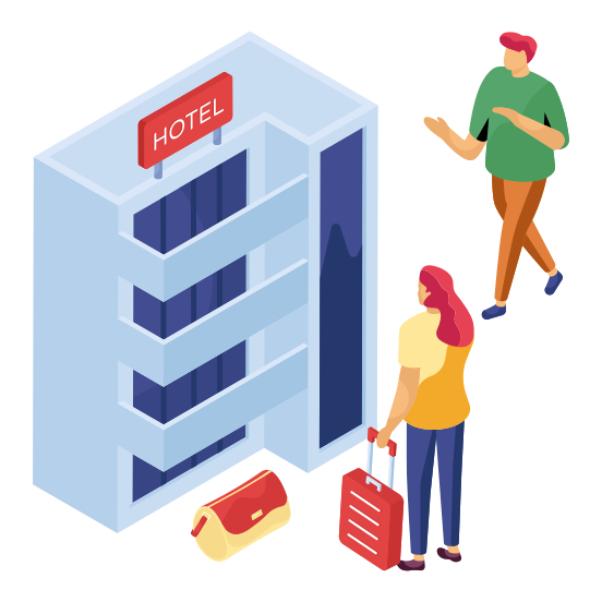 Hotel, Building, Inn, Motel, Guest House, illustration