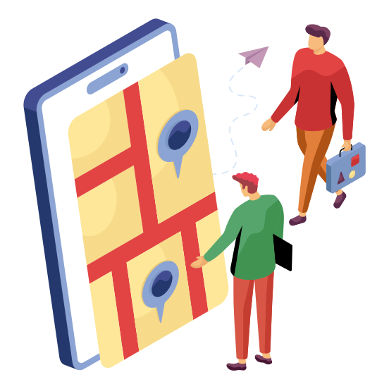 Mobile Map, Mobile Location, Mobile Direction, Gps, Navigation, illustration