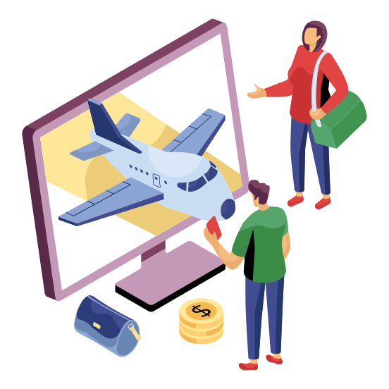 Online Flight Booking, Online Booking, Air Travel, Flight Booking App, Online Travel , illustration