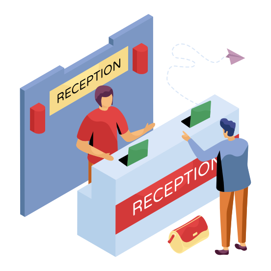 Reception Table, Reception Desk, Info Table, Info Desk, Front Desk, illustration