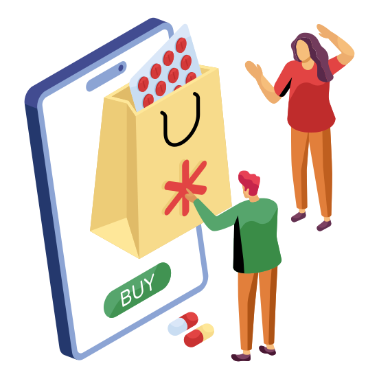Buy Medicine Online, Medical Shopping, Medicine App, Online Medicine, Purchase Medicine Online , illustration