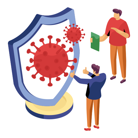 Covid Security, Corona Security, Coronavirus, Microorganism, Virus Protection , illustration