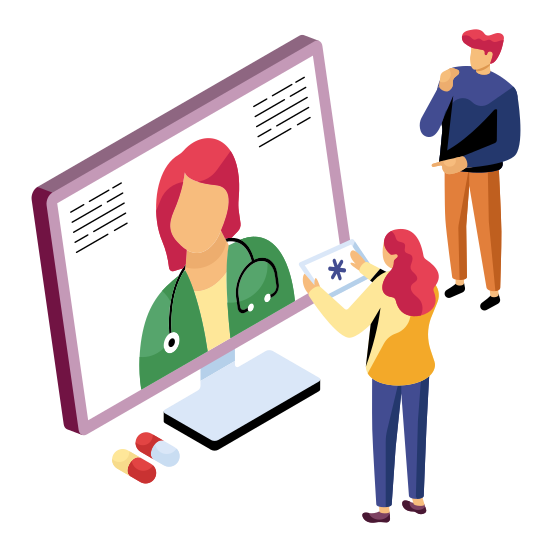 Online Doctor, Online Physician, Online Surgeon, Online Medical Consultant, E Doctor, illustration