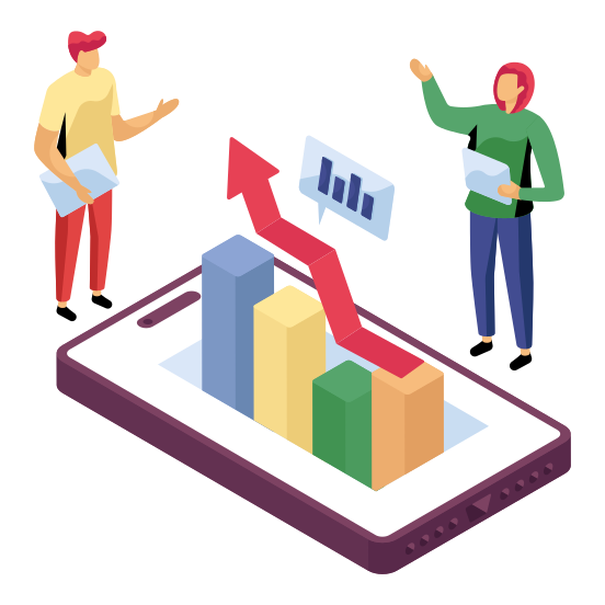Mobile Data Analytics, Infographic, Statistics, Mobile Chart, Mobile Graph, illustration