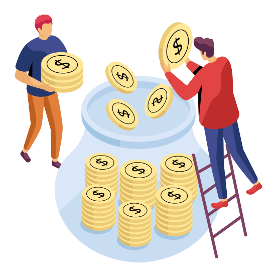 Money Collection, Money Box, Money Jar, Coins Jar, Coins Box, illustration