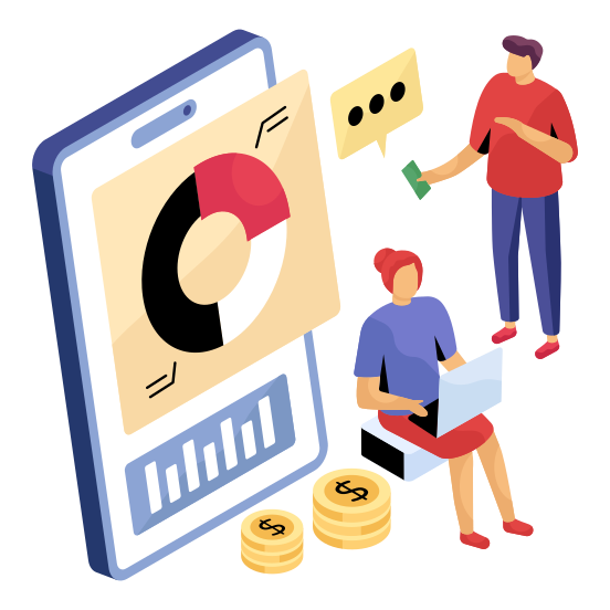 Online Data Analytics, Infographic, Statistics, Mobile Chart, Mobile Graph, illustration
