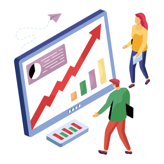 Online Data Analytics, Online Infographic, Statistics, Online Chart, Online Graph, illustration
