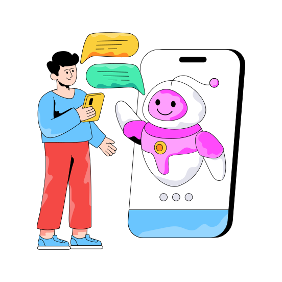 Ai Chat, Mobile Message, Mobile Communication, Mobile Conversation, Robotic Chat illustration