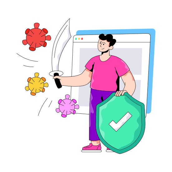 Antivirus, Virus Security, Malware Protection, Antimalware, Spam Protection illustration
