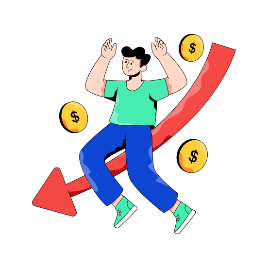 Business Loss, Financial Loss, Currency Value Down, Infographic, Statistics illustration