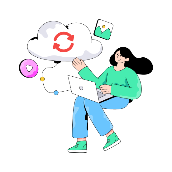 Cloud Update, Cloud Refresh, Cloud Sync, Cloud Synchronization, Cloud Reload illustration