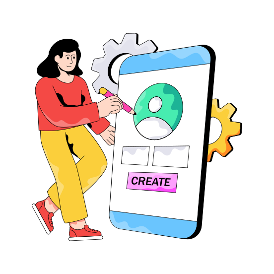 Create Profile, Create Account, Mobile Profile, Mobile Account, Online Profile illustration