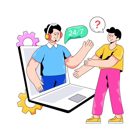 Customer Assistance, Helpline, Hotline, Online Services, Customer Support illustration