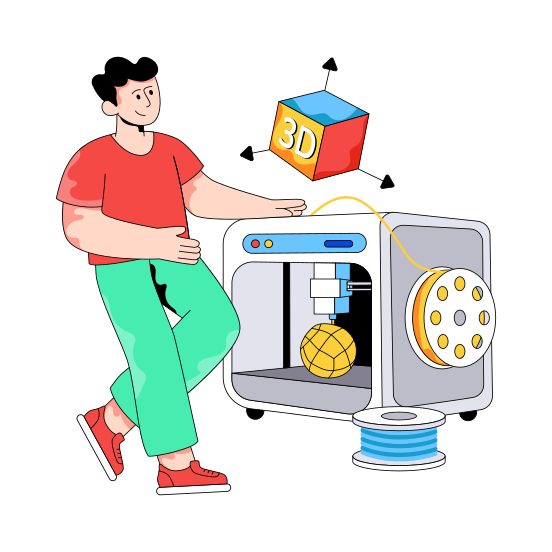 D Printer, Printing Machine, Virtual Reality, Vr, Ar, illustration