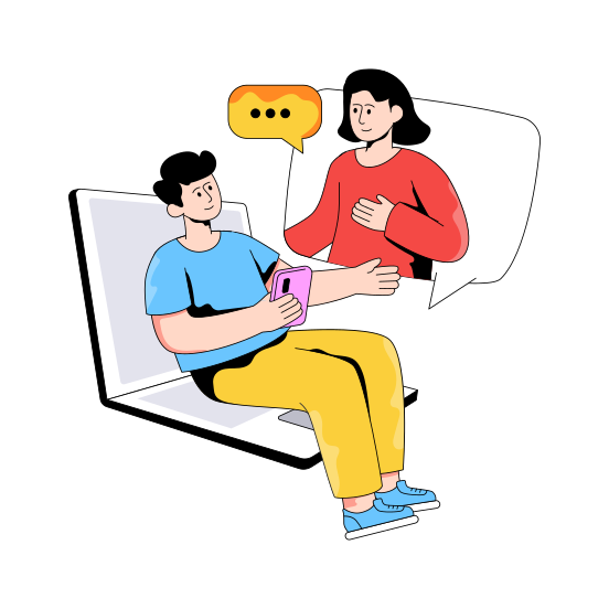 Digital Chatting, Online Message, Digital Communication, Online Conversation, Online Discussion illustration