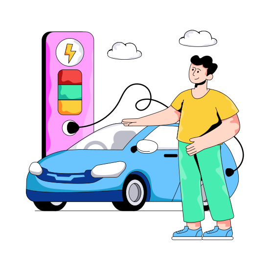 Electric Car, Electric Vehicle, Autonomous Car, Autonomous Vehicle, Charging Car illustration