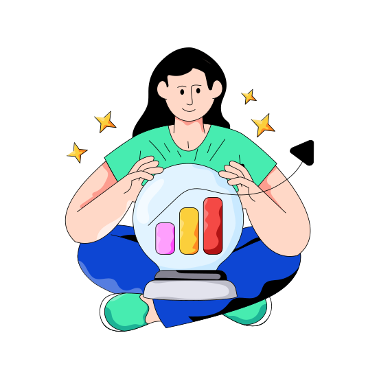 Future Prediction, Future Forecast, Crystal Ball, Future Telling, Magic Ball illustration