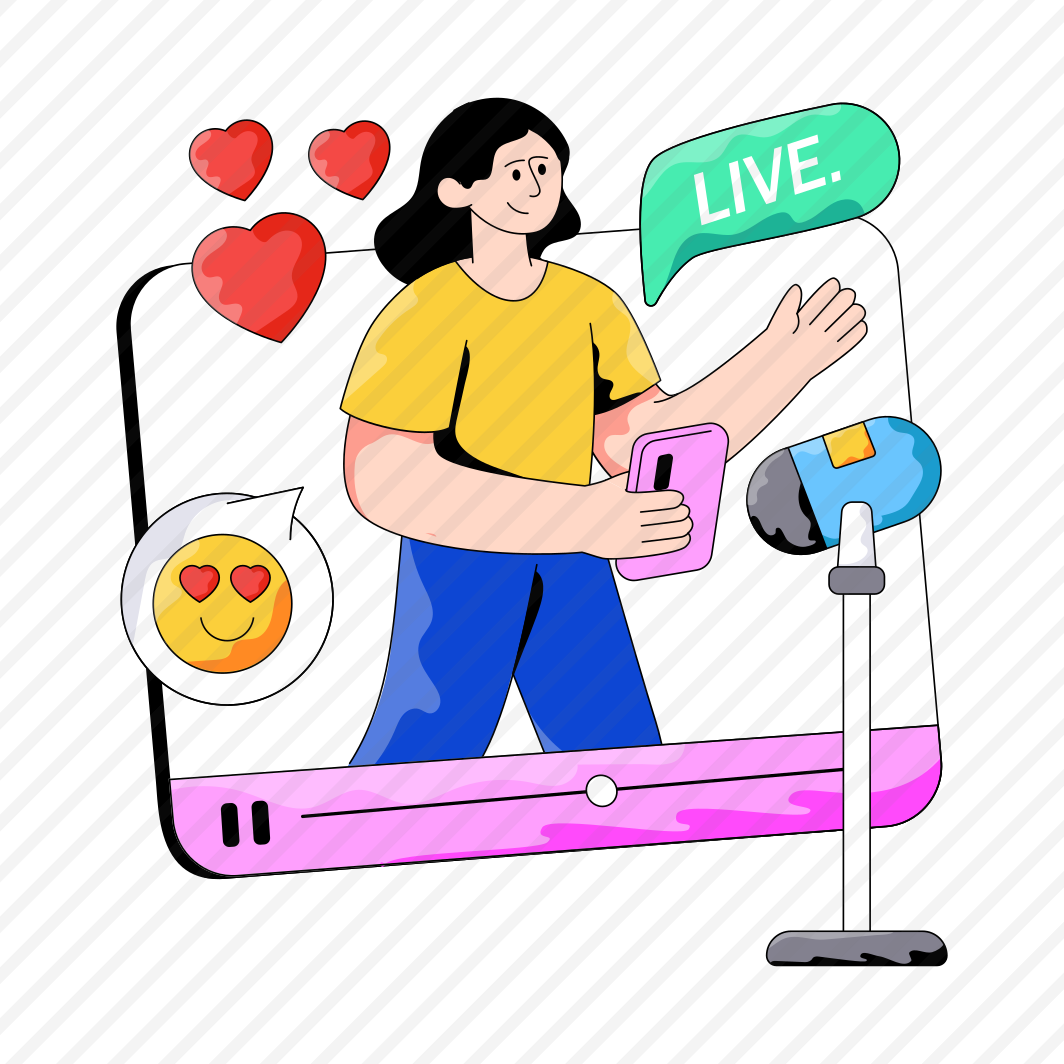 Live Streaming, Live Video, Live Broadcast, Live Webinar, Social Media User preview