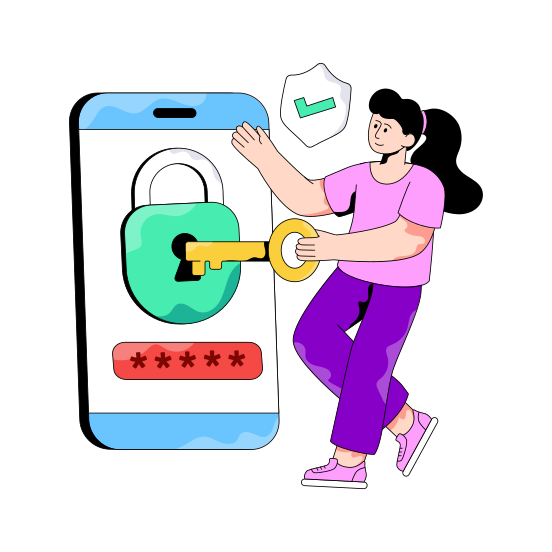 Mobile Security, Mobile Protection, Secure Mobile, Secure Phone, Accessing Smartphone illustration