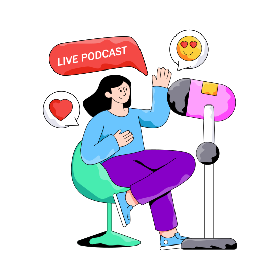 Music Recorder, Live Podcast, Voice Recorder, Vocalist, Singer illustration