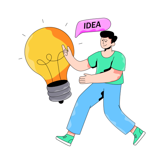 New Idea, Innovation, Bright Idea, Big Idea, Creative Idea, illustration