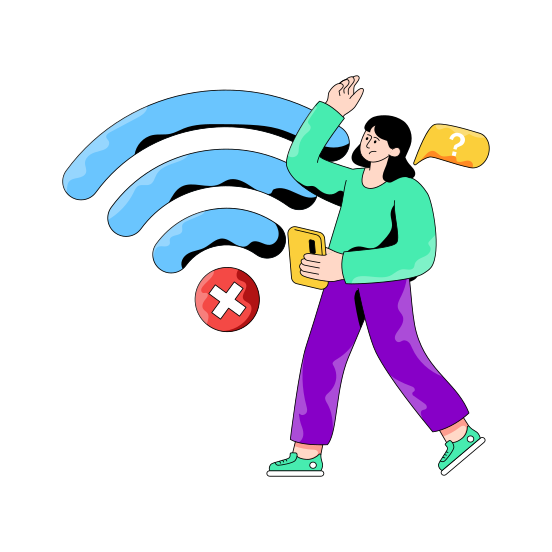 No Wifi, No Internet, No Network, Wifi Off, Internet Off, illustration