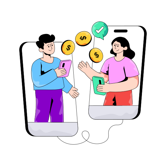 Online Money Transfer, Send Cash, Mcommerce, Mobile Money Transfer, Send Money illustration