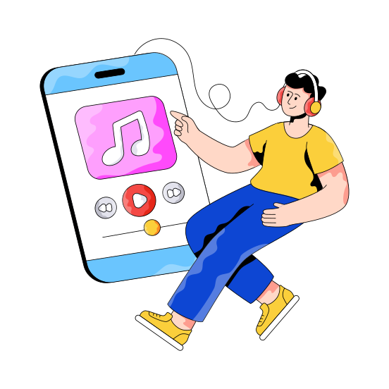 Online Music, Audio Music, Mobile Music, Listening Music, Music App, illustration