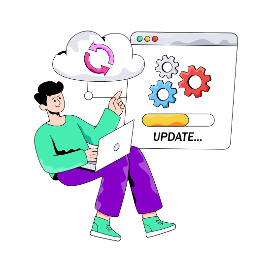 System Update, System Setting, System Configuration, System Development, System Management, illustration