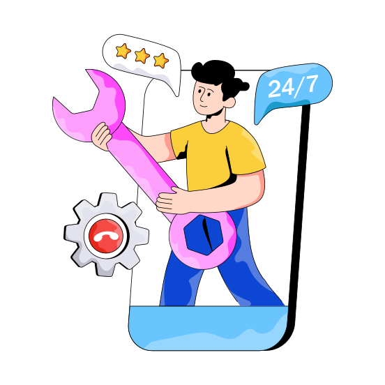 Technical Support, Helpline, Hotline, Customer Service, Customer Support illustration