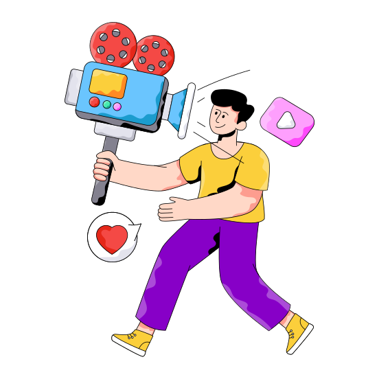 Video Recorder, Video Maker, Vlog, Vlogger, Multimedia illustration