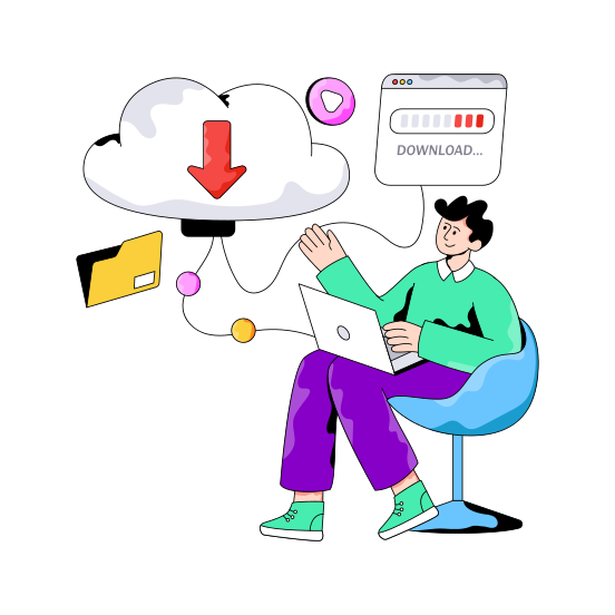Cloud Downloading, Online Download, Data Download, Cloud Storage, Cloud Technology, illustration