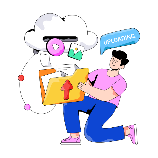 Cloud Uploading, Data Upload, Online Uploading, Cloud Computing, Cloud Data Transfer illustration