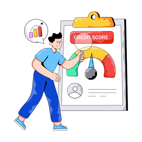 Credit Score, Assessment, Credit Indicator, Credit Progress, Credit Rating illustration