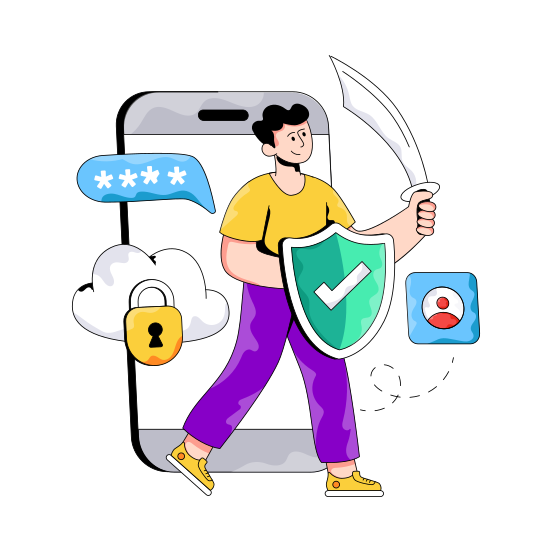 Cybersecurity, Cyber Protection, Safety, Encryption, Secure Data, illustration