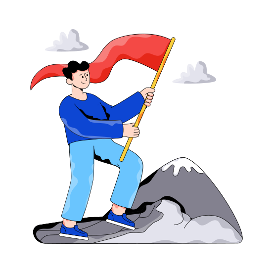 Mission Accomplished, Mission Achieved, Mission Successful, Flagged Mountain, Victory, illustration
