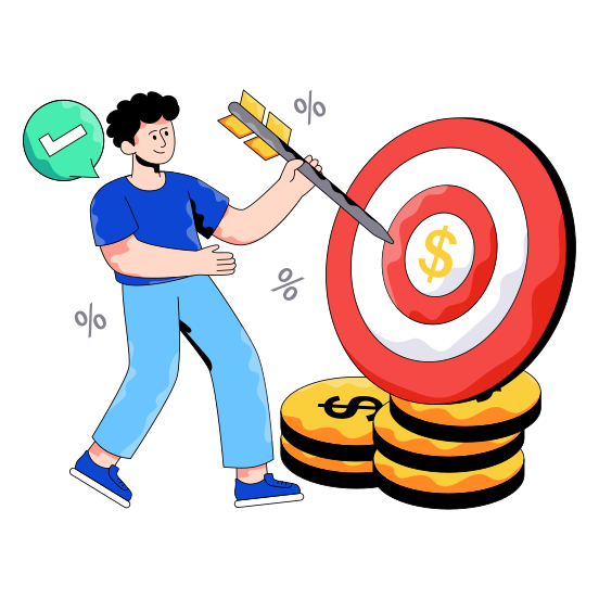 Money Target, Dollar Target, Financial Target, Money Goal, Cash Target illustration