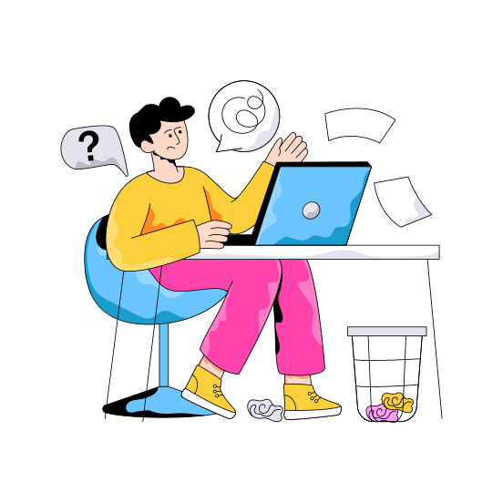 Confused Employee, Confused Person, Irritating Employee, Puzzled Employee, Puzzled Person illustration