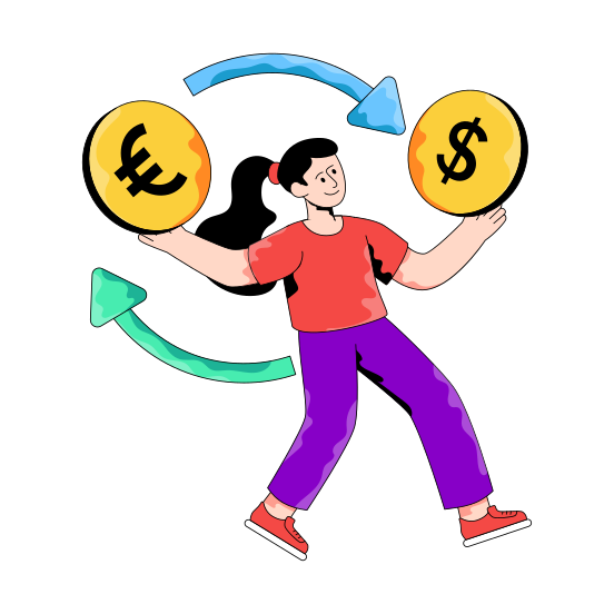 Currency Exchange, Money Exchange, Financial Exchange, Forex, Foreign Exchange illustration