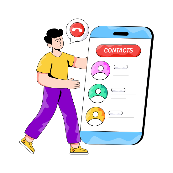 Phone Contacts, Mobile Contacts, Contact List, Contact Details, Online Contacts illustration
