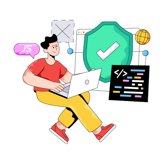 Security Coding, Security Development, Software Development, Cybersecurity, Protection illustration