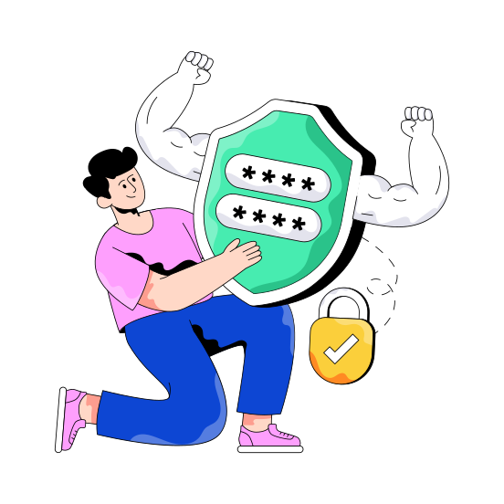 Strong Password, Passcode, Security Shield, Buckler, Encryption illustration