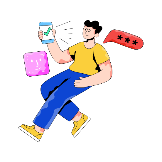 Two Step Verification, Verified Mobile, Verified Phone, Two Factor Authentication, Security Verified illustration