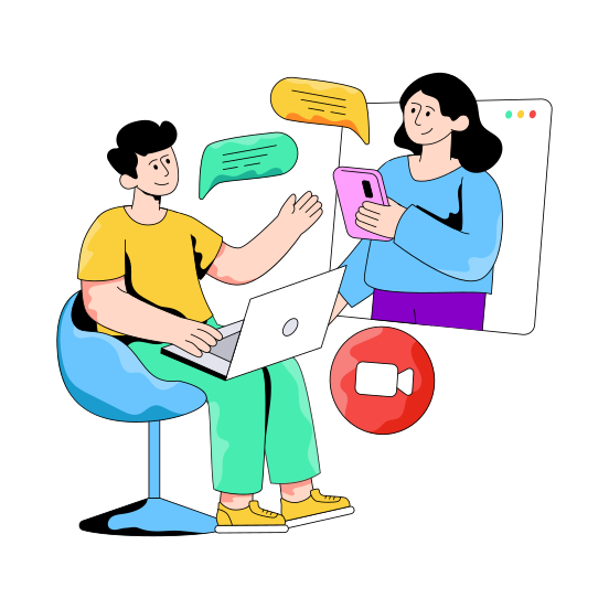 Video Call, Video Chat, Video Message, Video Communication, Live Chat, illustration