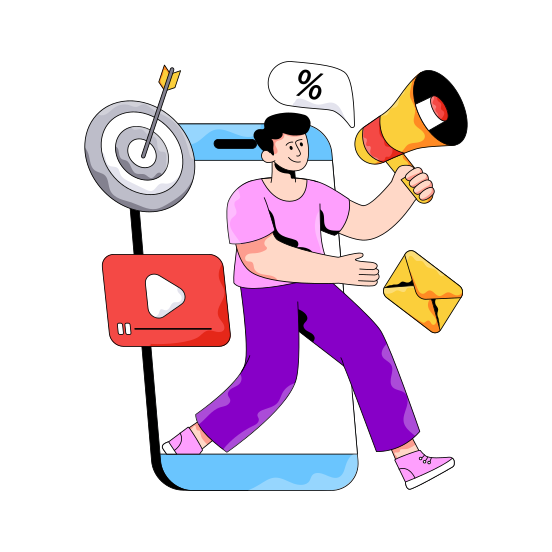 Video Marketing, Video Publicity, Video Campaign, Video Promotion, Digital Marketing,icons illustration