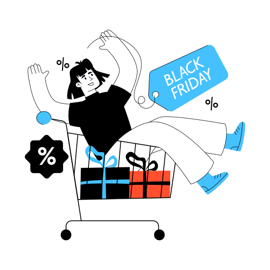 Black Friday Sale, Black Friday Offer, Black Friday Deal, Black Friday Discount, Ecommerce illustration