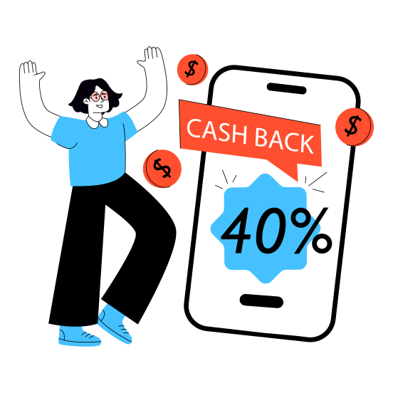 Mobile Cashback, Moneyback, Money Return, Cash Return, Currency Return, illustration
