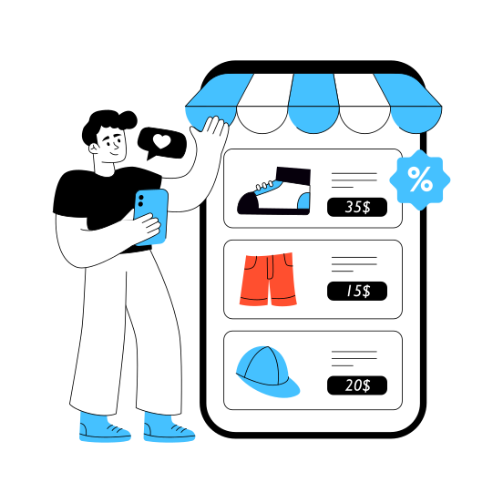 Mobile Shopping, Eshopping, Ecommerce App, Online Shopping, Buy Online illustration