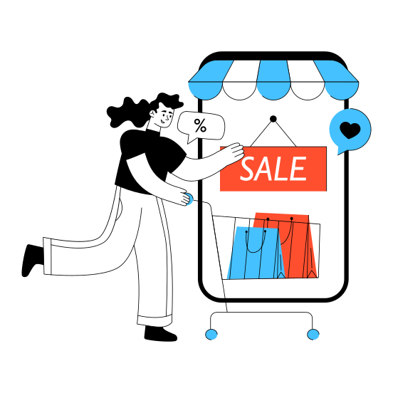 Mobile Shopping Sale, Eshopping, Ecommerce, Online Shopping, Buy Online illustration
