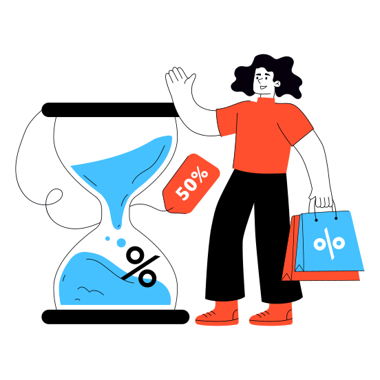 Shopping Discount, Shopping Sale, Limited Time Discount, Commerce, Discount Sale, illustration